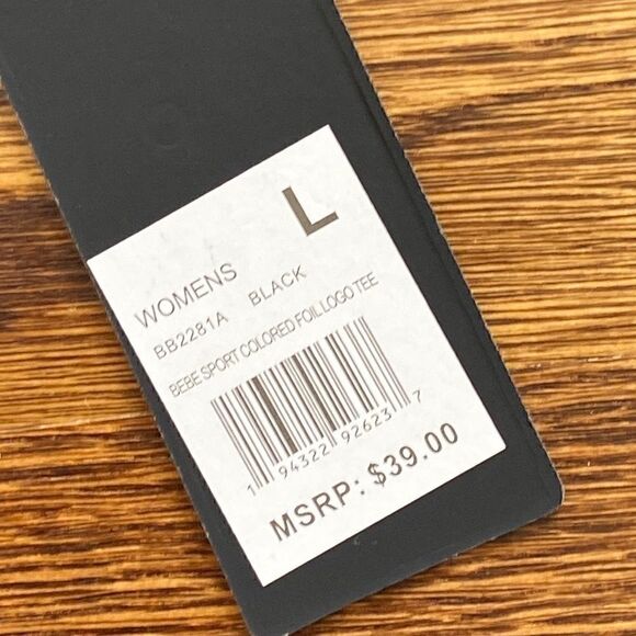 𝅺nwt Bebe Sport Black Logo Top - Size Large - Picture 8 of 8